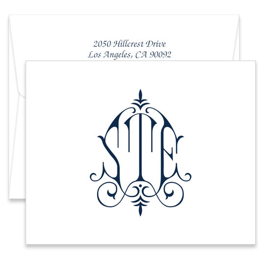 Whitlock Monogram Folded Note Cards - Raised Ink